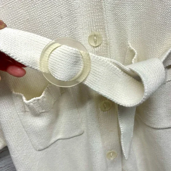 Express white button front shirt dress style Long line sweater cardigan size S - Picture 3 of 11